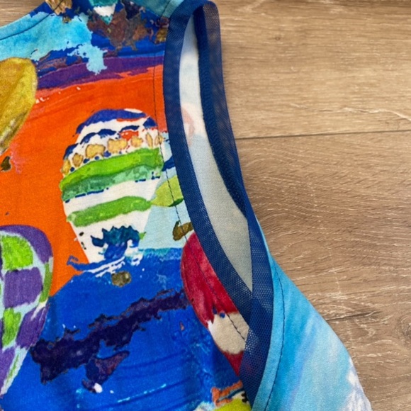 NWT Maloka Dress Hot Air Balloon Art capped sleeve outlined vneck fit & flare - Picture 11 of 16